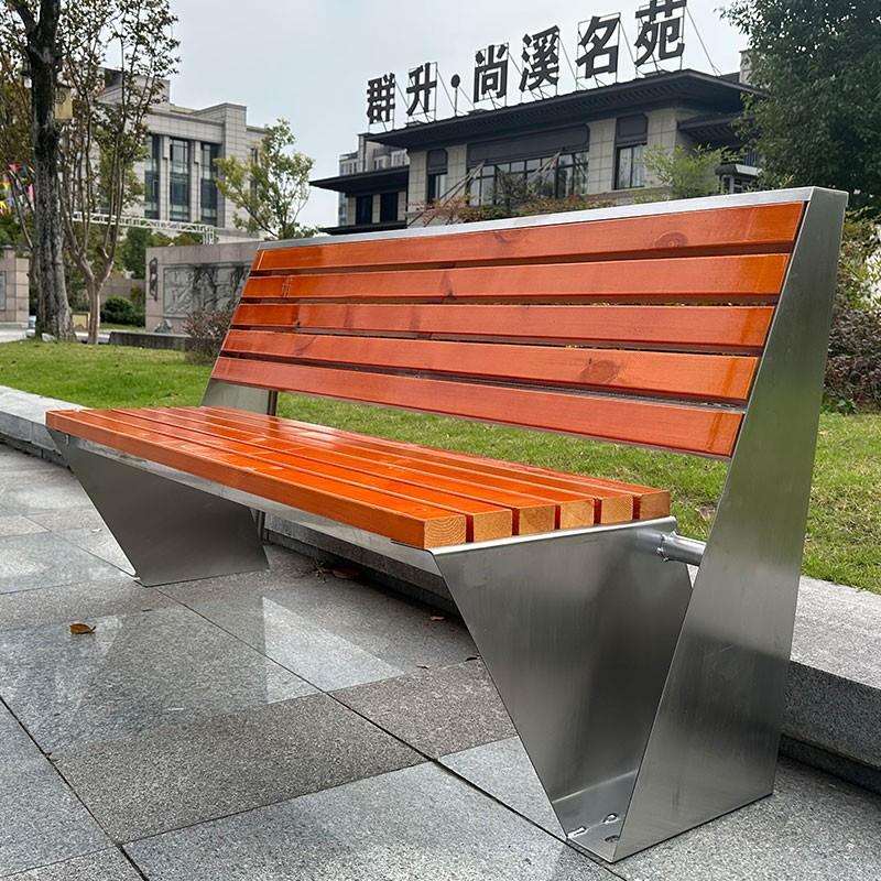公园椅户外长椅景观座椅商场休闲防腐木休闲椅室外铁艺椅轻便折叠