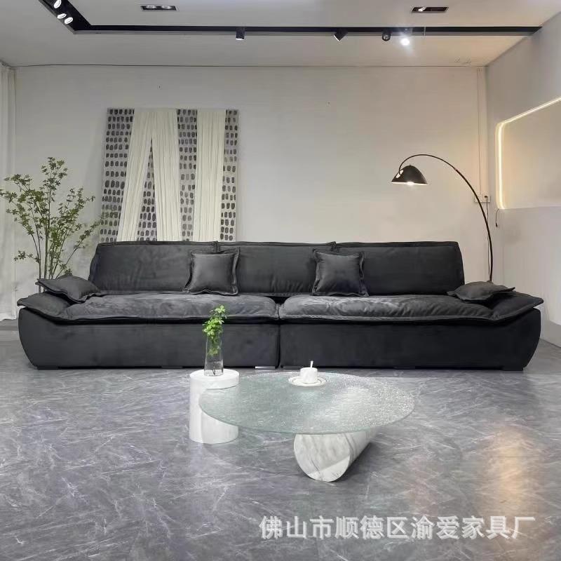意式极简超大坐深布艺沙发科技布直排客厅小户型组合帆船创意沙发