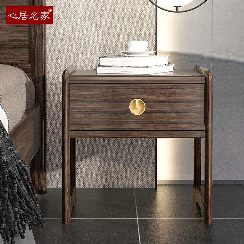 0J实木床头柜乌金木卧室家具带抽屉WZW-8007轻奢现代简约