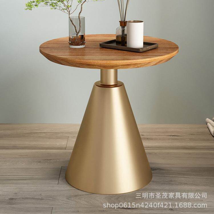 北欧实木茶几客厅沙发边几圆形角几酒店床头圆几创意餐厅圆形桌子