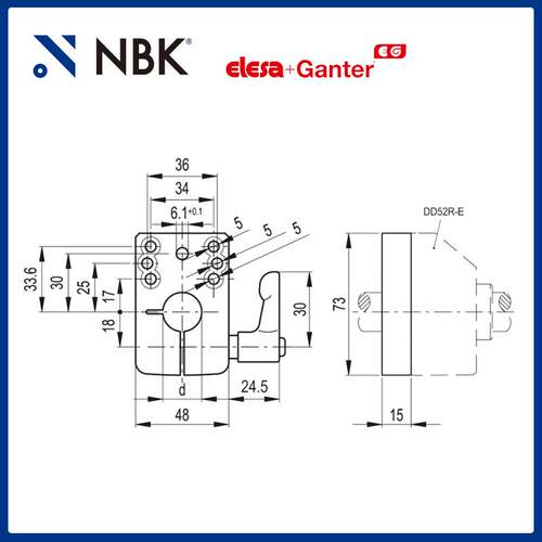 NBK ELESA BSA52-E 主轴锁定底座锌合金黑色亚光饰面机械零配件