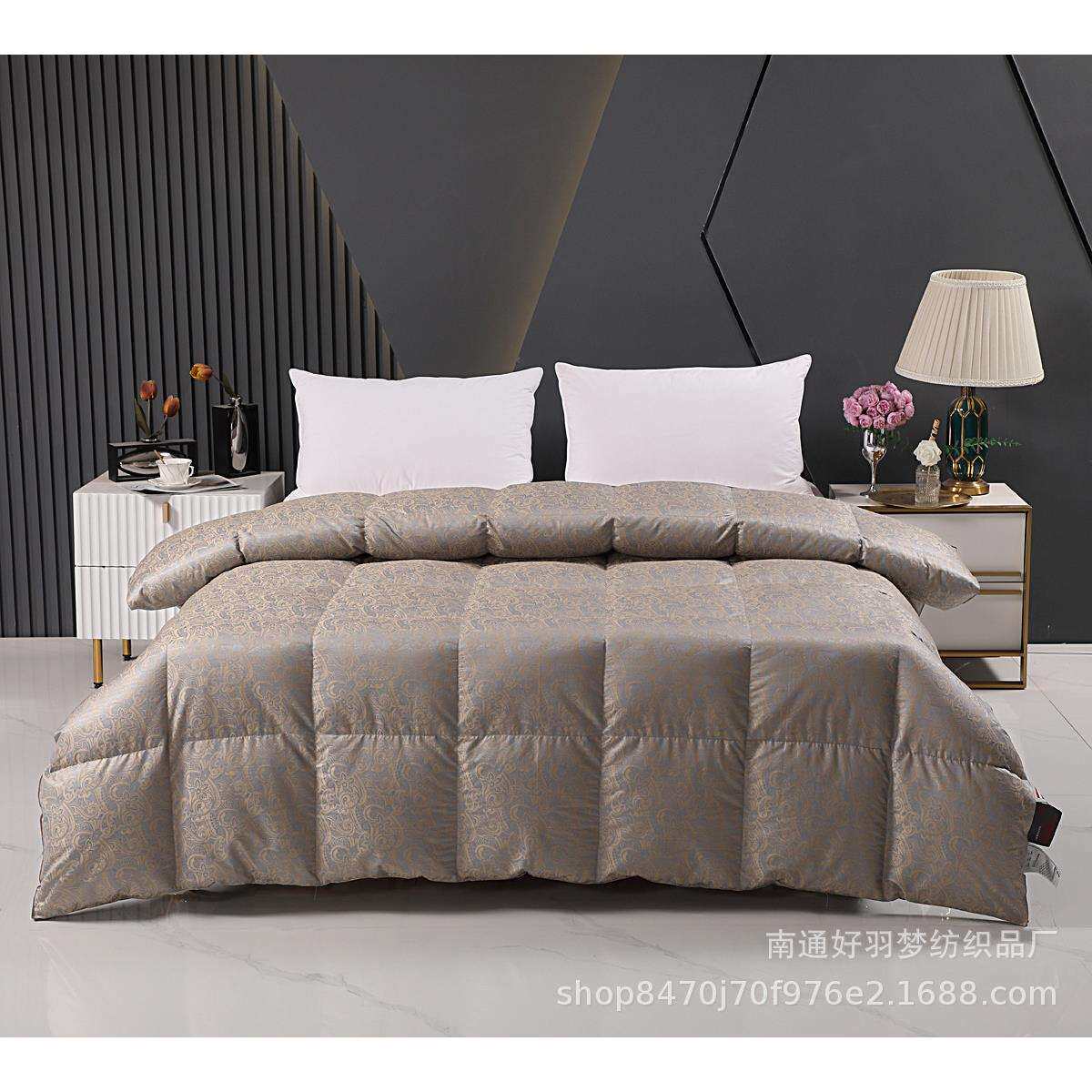 新款160支高支大提花羽绒被壳 纯色半成品羽绒被自充绒羽绒被套