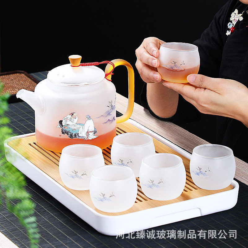 高硼硅磨砂玻璃壶提梁壶电陶炉煮茶器茶壶套装煮茶壶明火的直销