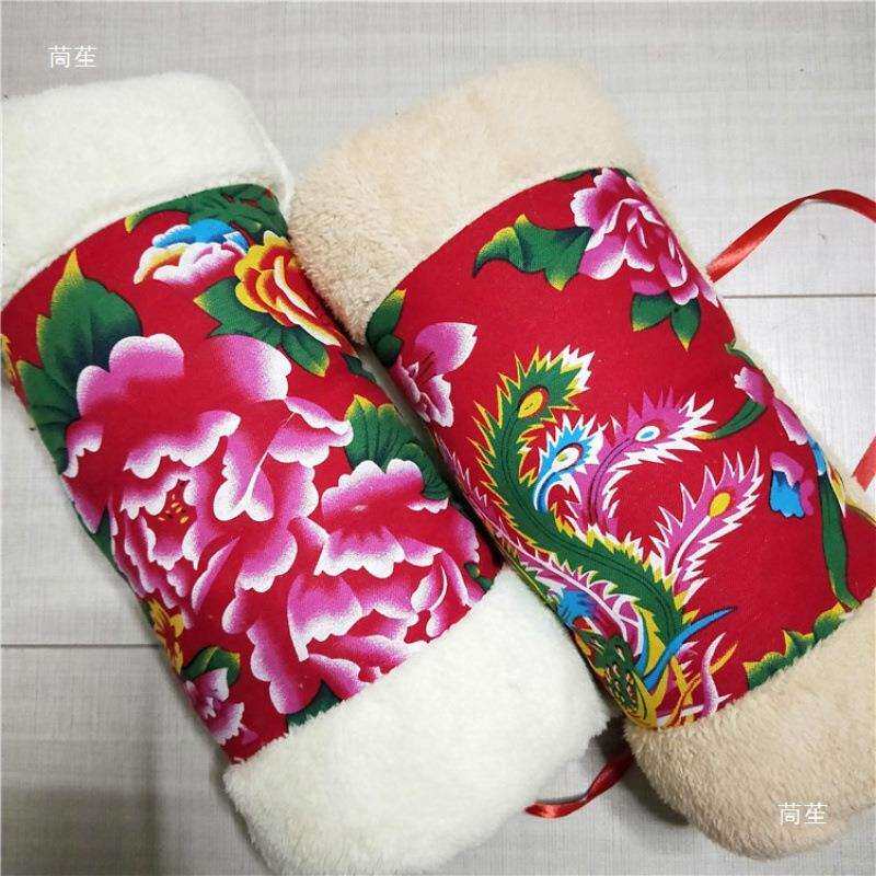 乌镇蓝印花布 东北大花手捂子怀旧老款暖手筒 保暖手套午睡枕插手