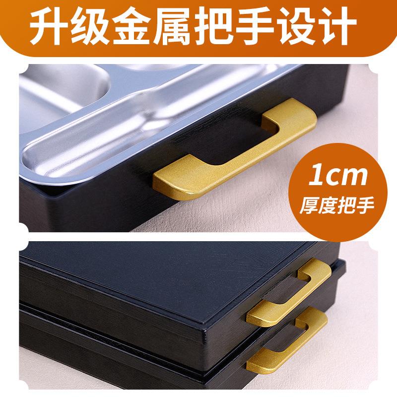日式304饭盒可微波炉加热商用带盖带把手餐盒保鲜分隔型便当餐盒