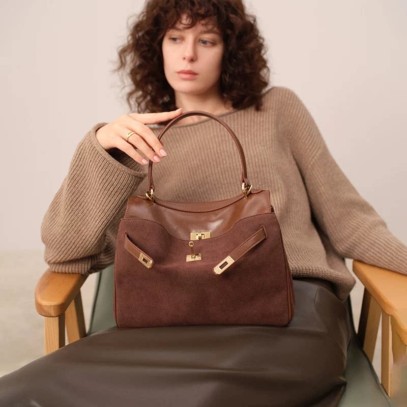 ELLE女包秋冬新款软牛皮斜挎手提