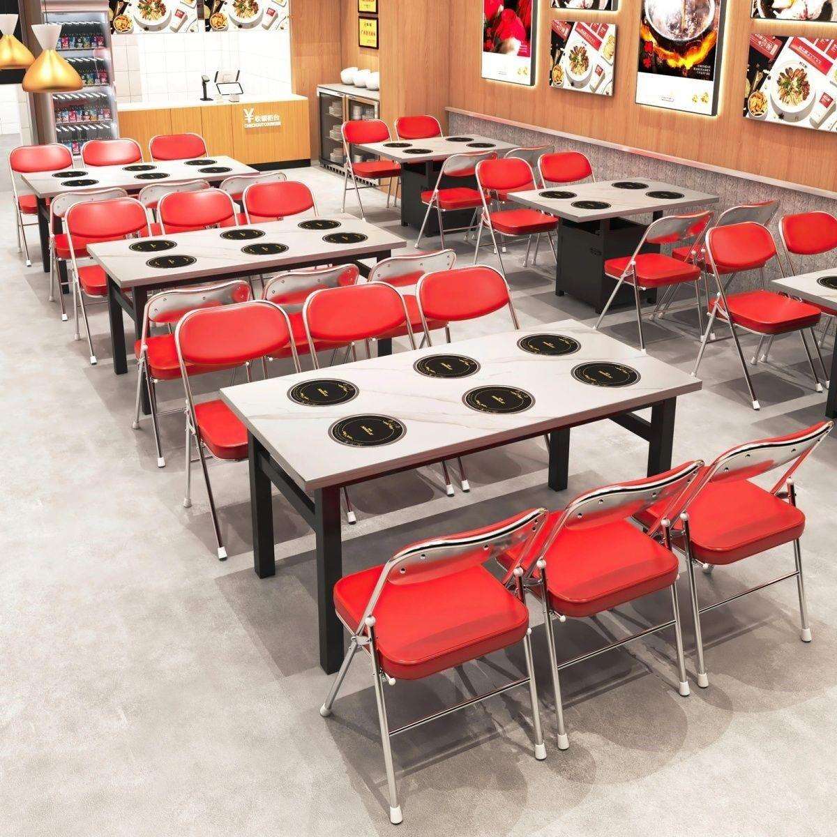 火锅桌子电磁炉一体岩板大理石朱富贵一人一锅海鲜自助火锅桌
