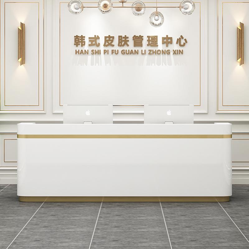 轻奢网红服装店前台奶茶店吧台女装店收银台烤漆桌小型接待台桌面