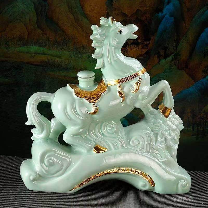 马到成功生肖马 景德镇陶瓷酒瓶3斤5斤酒坛密封酒缸马到功成摆件