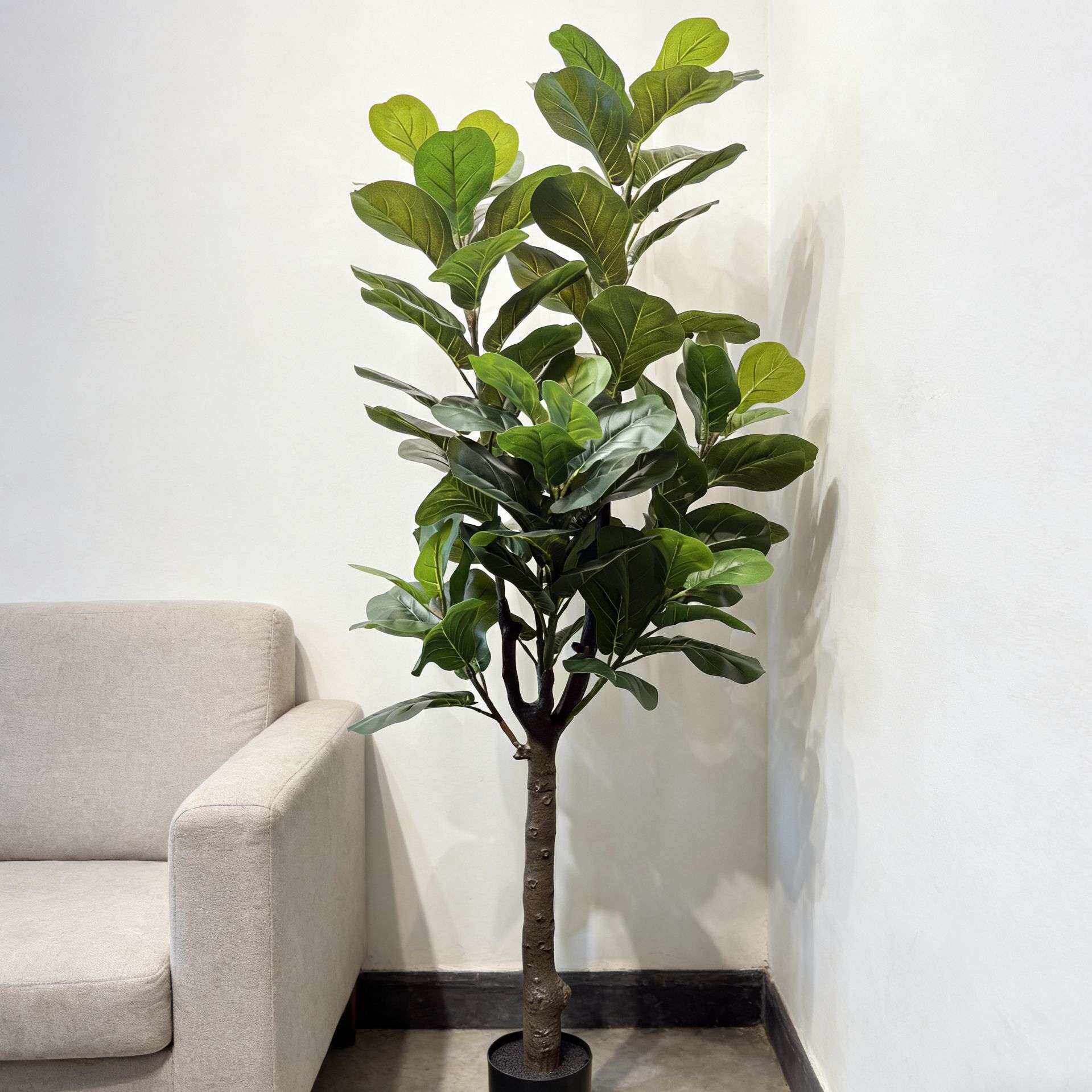 仿真琴叶榕盆栽北欧风假树多瓣叶装饰展厅假花艺绿植餐厅酒店家居
