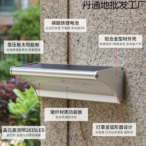 太阳能灯户外庭院灯超亮雷达感应壁灯家用围墙防水led新农村路灯