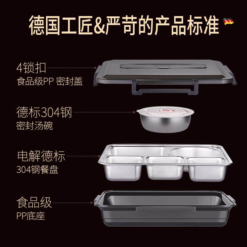 三四钢®饭盒便当盒不锈钢日式学生厨房食堂午餐盘上班族保温餐盒