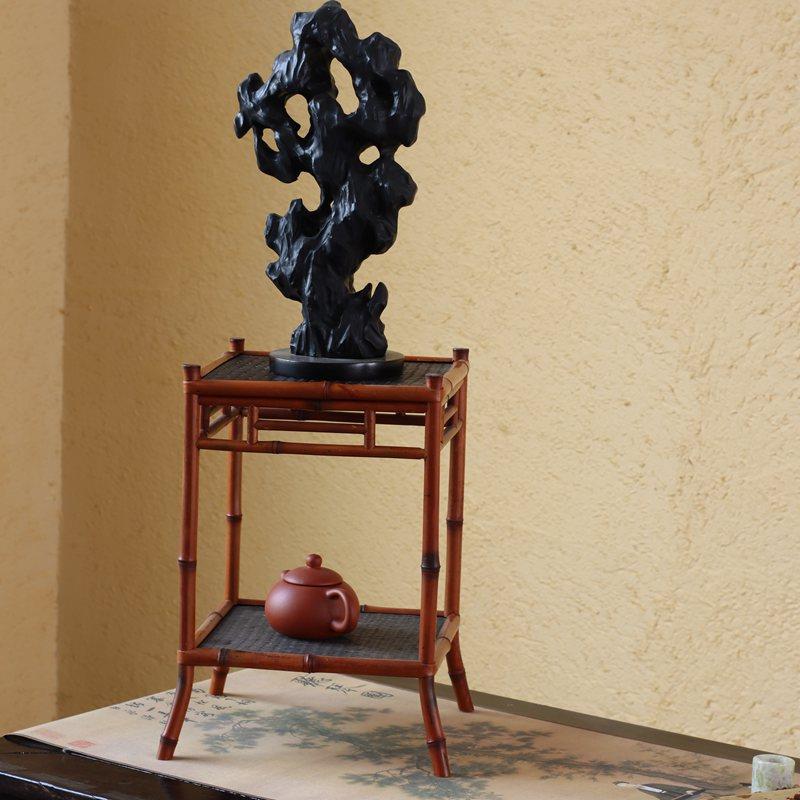 紫竹兰花架手工茶棚茶花台菖蒲架手工竹制花盆茶器展示架