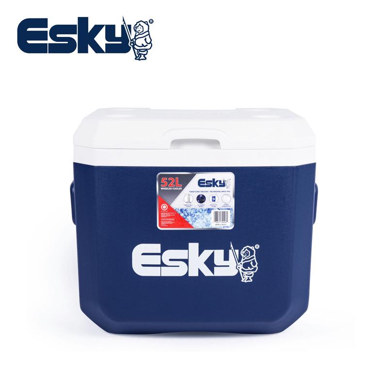 esky户外露营带轮拉杆保温箱52升大容量车载多功能海钓保鲜冷藏箱