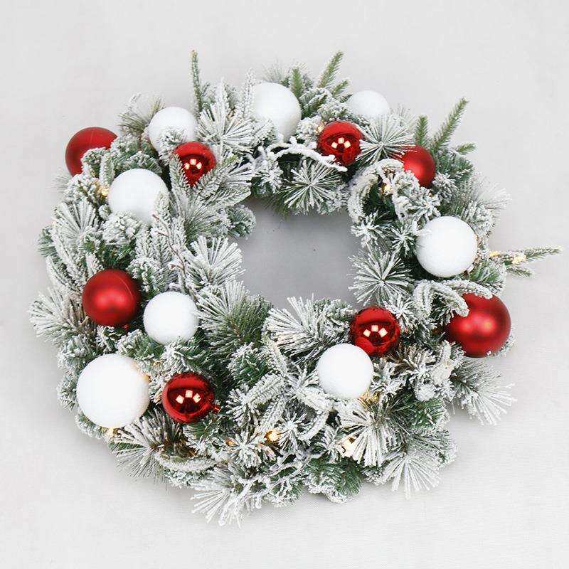 2018新品 60cm发光盆树场景布置圣诞装饰品 植绒雪花仿真盆树