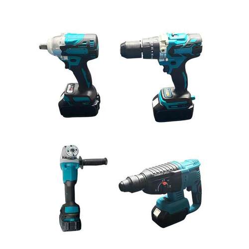 牧田款锂电钻冲击钻扳手起子机角磨机电锤无刷工具4件套 工具套装