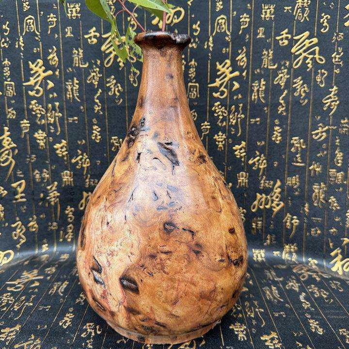 天然枣木花瓶禅意中式家居雷击木雕玄关摆件空心朽木实木花瓶软装