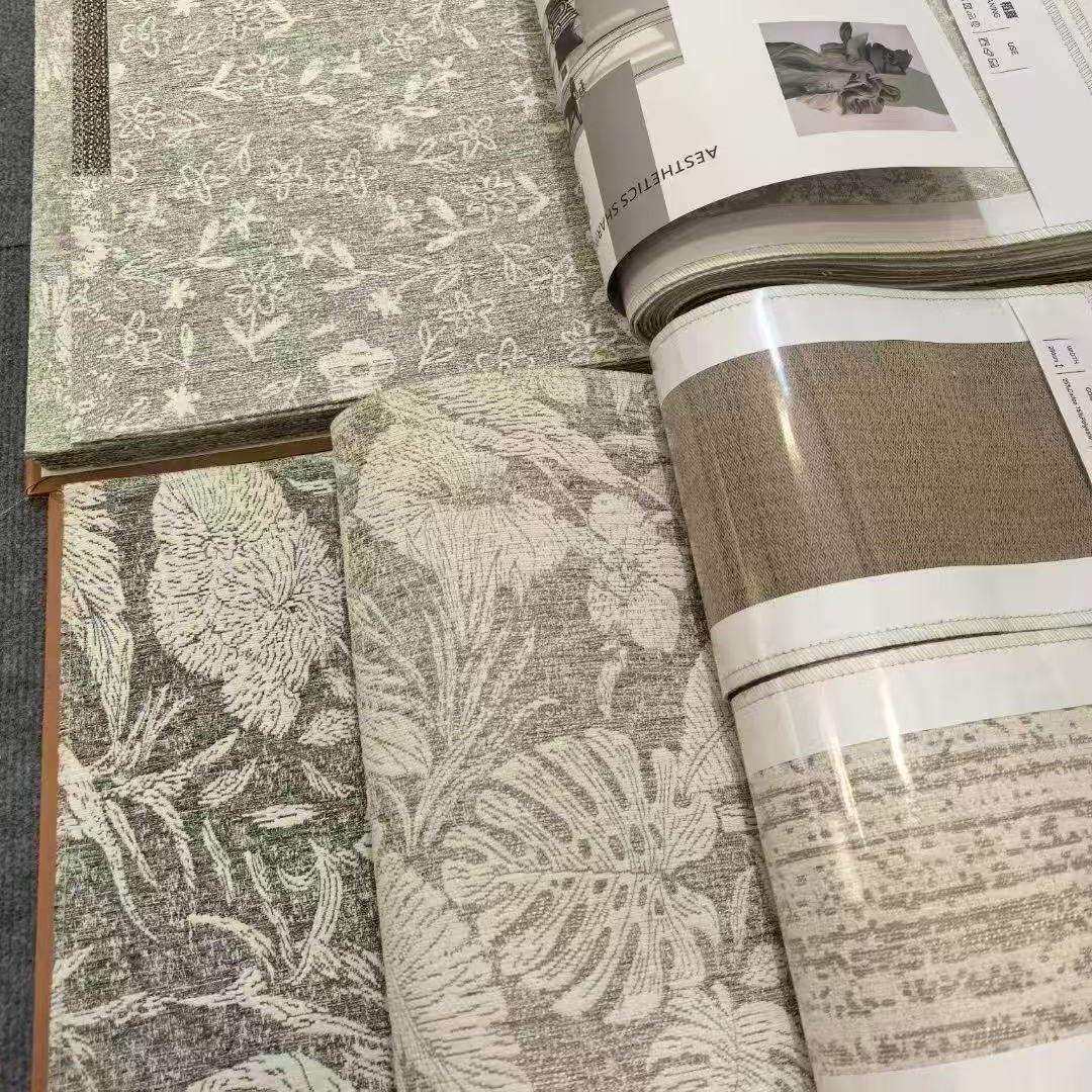 高品质美式棕桐叶雪尼尔提花窗帘成品抱枕套桌家纺窗帘面料