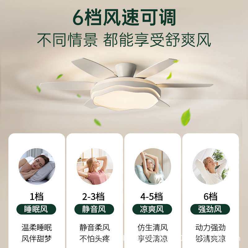 护眼直叶风扇灯智能吊扇灯客厅餐厅家用大吊扇时尚中山灯具