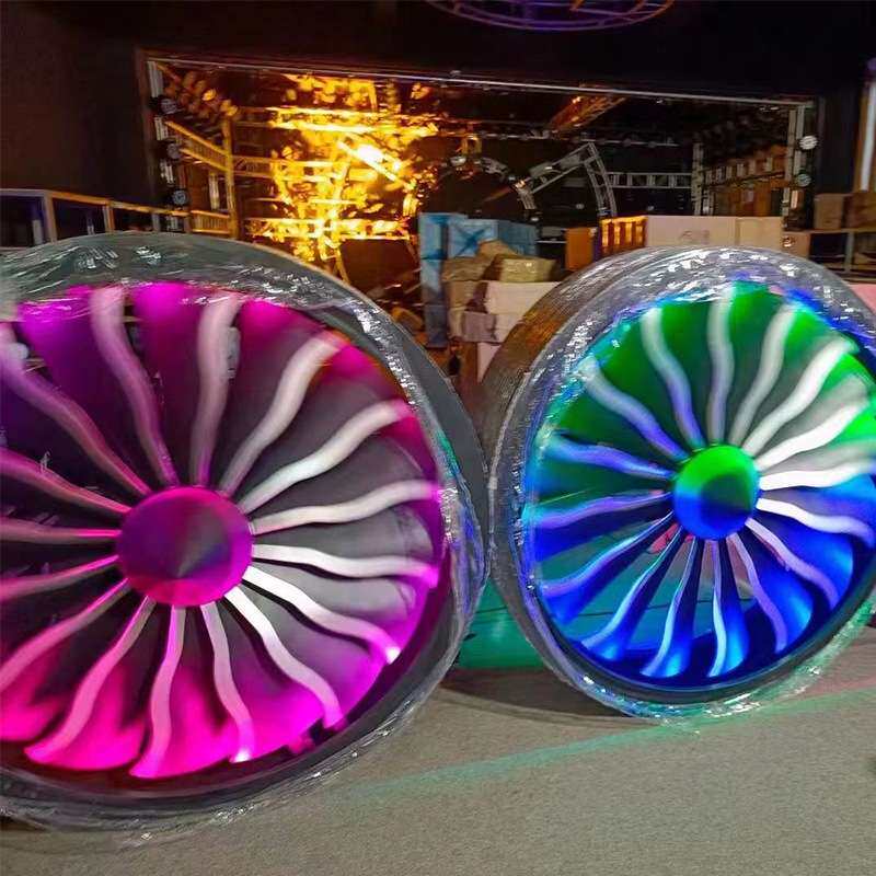 酒吧灯LED旋转变色风扇灯飞机引擎大型背景灯全彩60cm工业风灯光