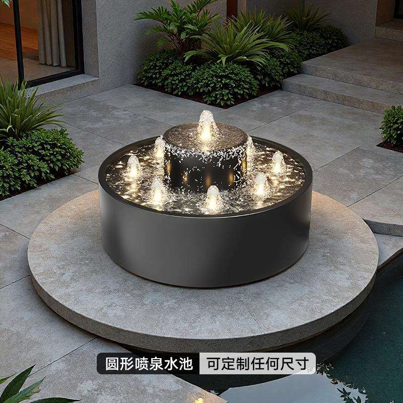 户外水池不锈钢全套鱼池水景庭院酒店别墅涌泉喷头景观喷泉景观