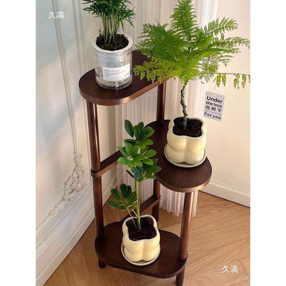 实木花架客厅阳台置物架室内落地花盆托架电视旁多层绿植多肉花架