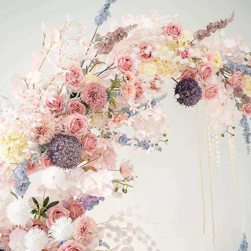 摄影背景、 月亮拱门架子套装 花绢花直播背景装饰花成品