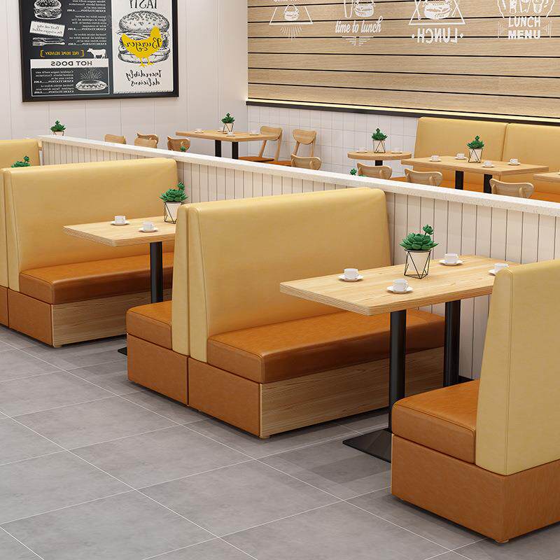 简约主题奶茶店咖啡店火锅店卡座麻辣烫靠墙沙发主题饭店桌椅组合