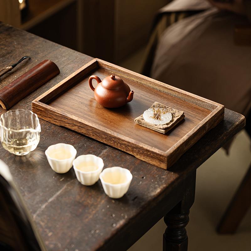 观岚胡桃木茶杯托盘中式茶点盘家用奉茶盘餐厅咖啡收纳盘实木餐盘