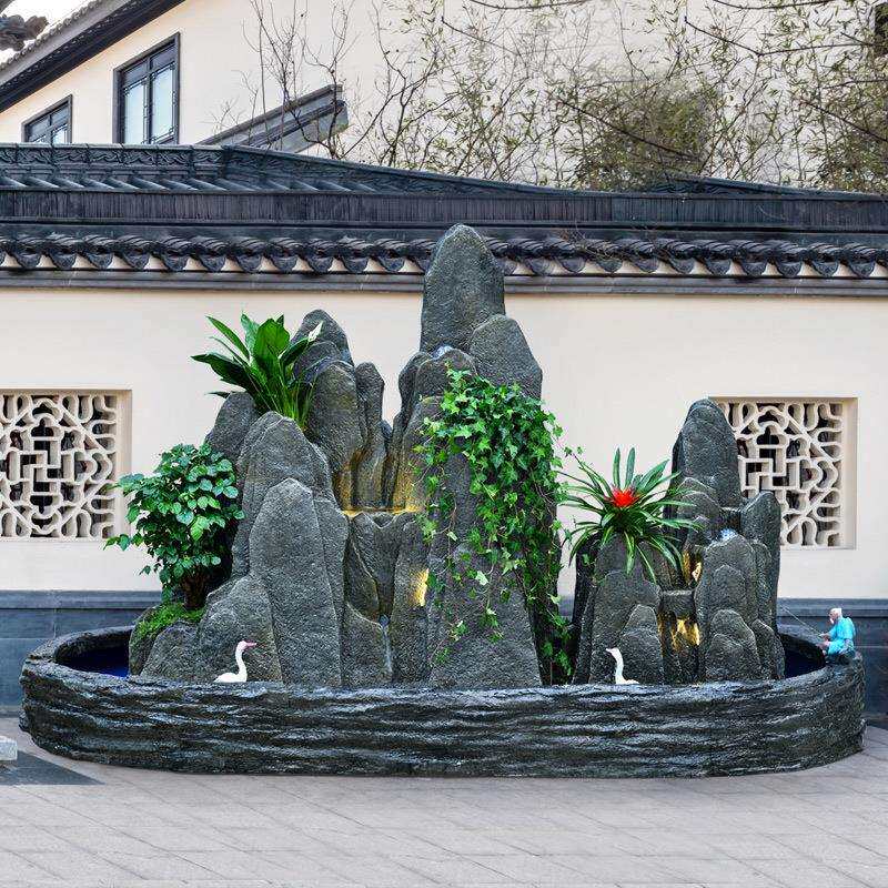 大型室外假山流水喷泉盆景室内山水景观阳台入户庭院鱼池落地摆件