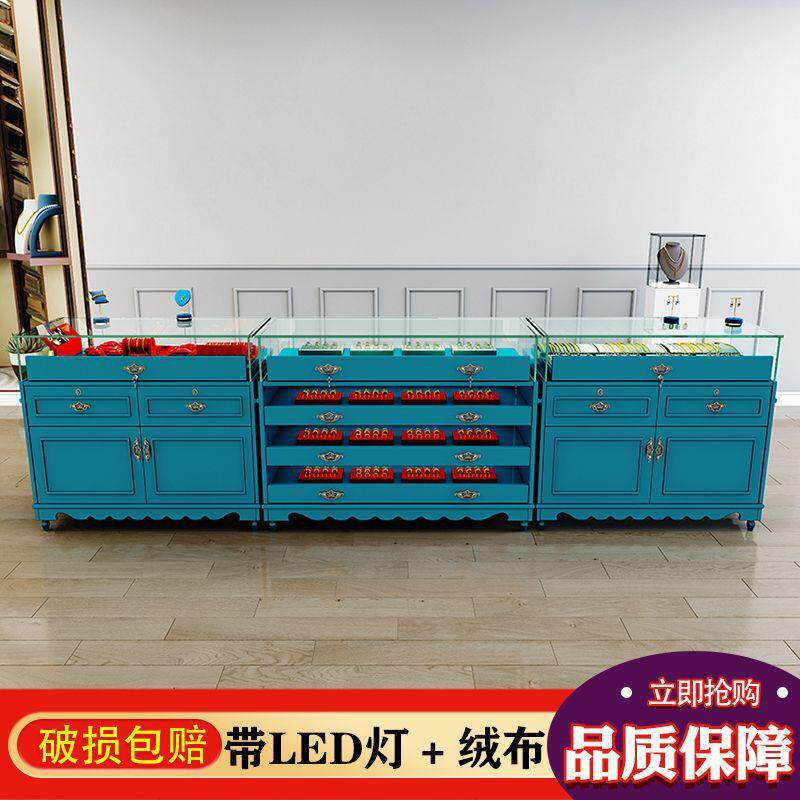 珠宝展示柜落地多功能柜台玻璃展柜首饰品柜陈列柜中岛柜欧式透明