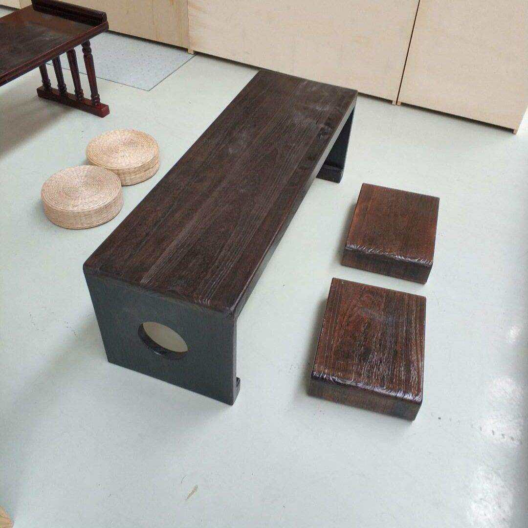 幼儿园实木家具碳化国学桌儿童课桌椅子桌榻榻米茶台实木儿童桌椅