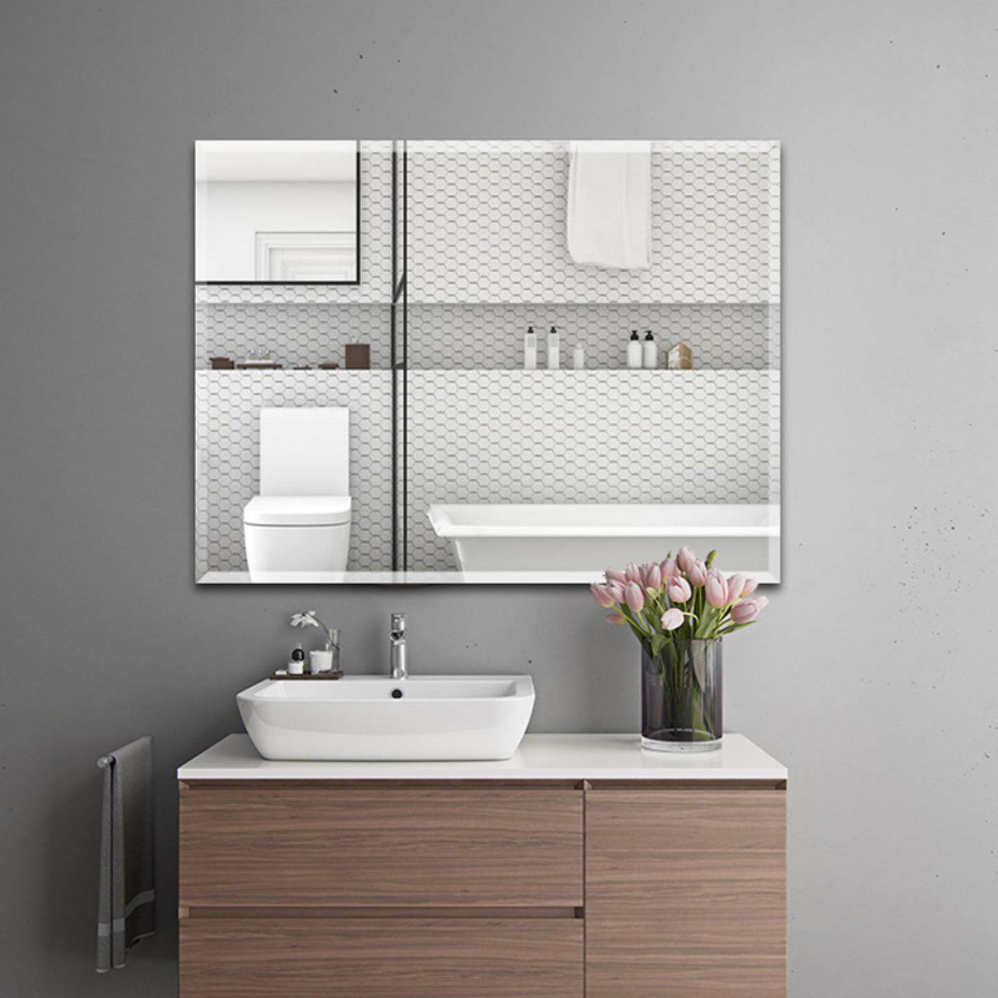 卫生间浴室镜框化妆镜子壁挂贴墙简约风厕所镜浴室酒店卫生镜