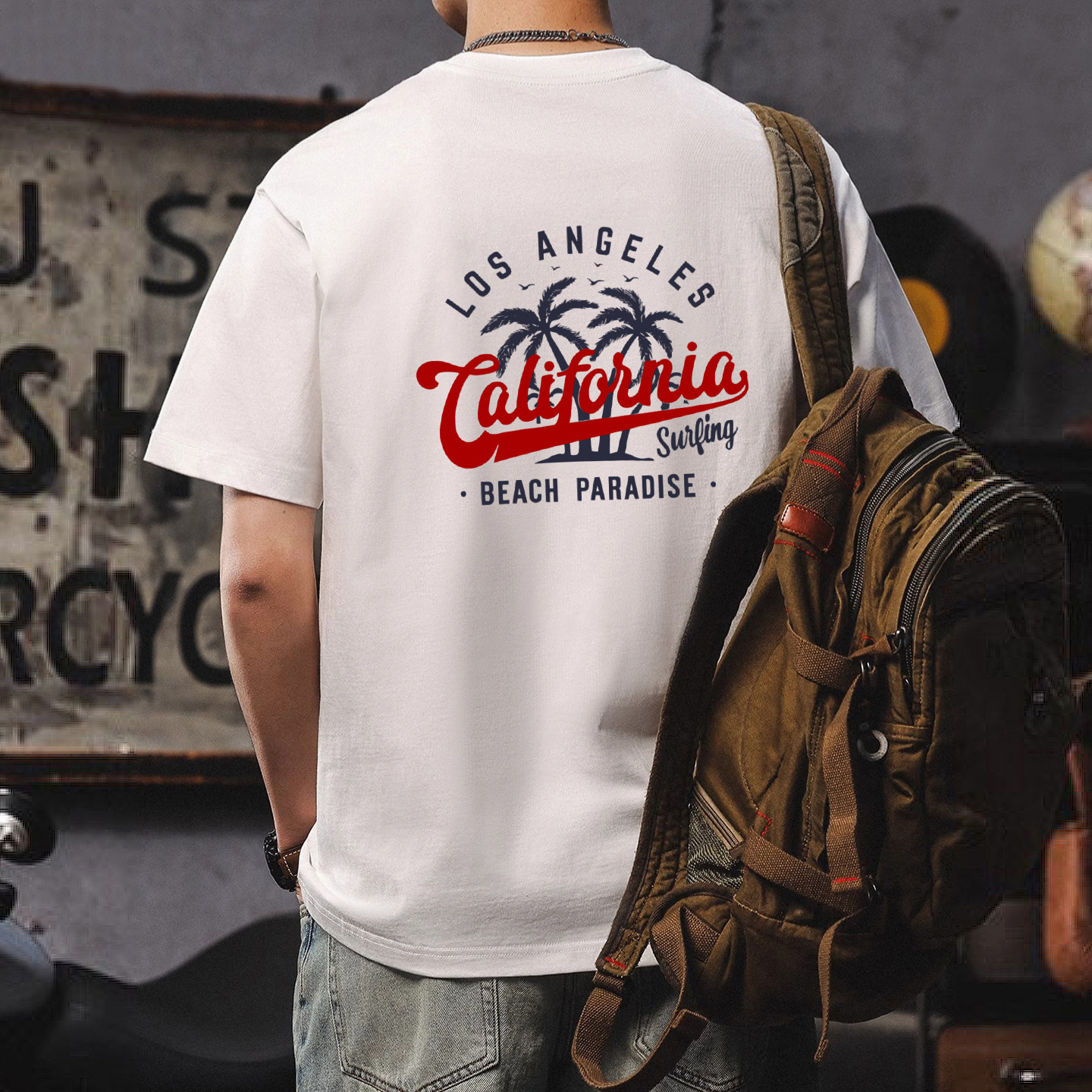 汉誓重磅纯棉夏季男士短袖T恤宽松上衣服潮牌半袖体恤港风打底衫