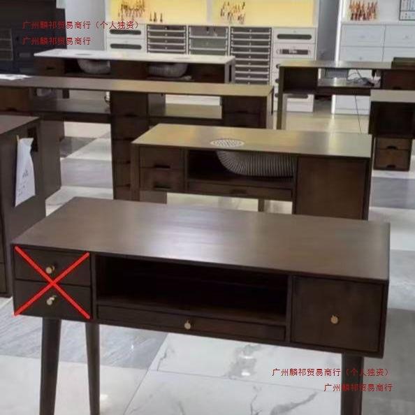 25新款复古实木双人美甲桌简约吸尘器美甲台桌椅套装轻奢带抽屉
