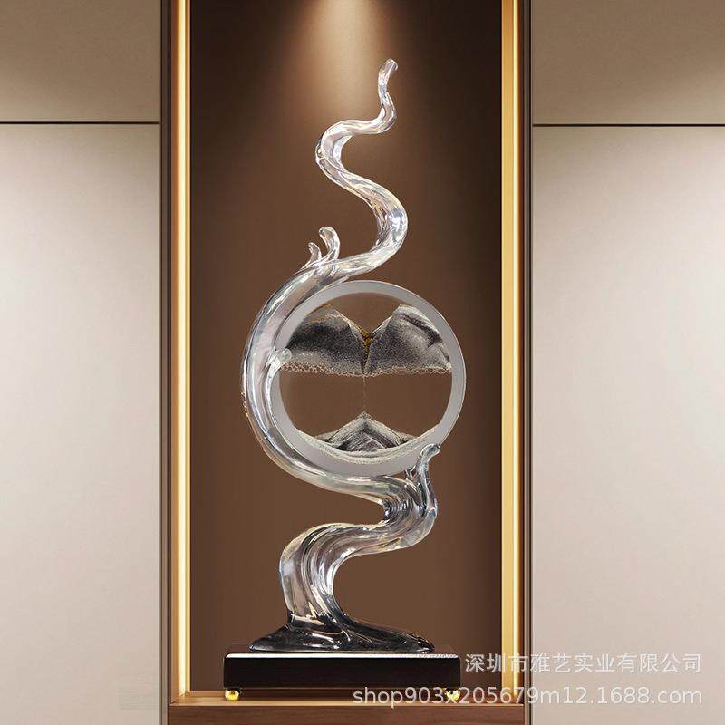 酒柜装饰品办公室装饰摆件轻奢高档客厅电视柜流沙画高级风生水.