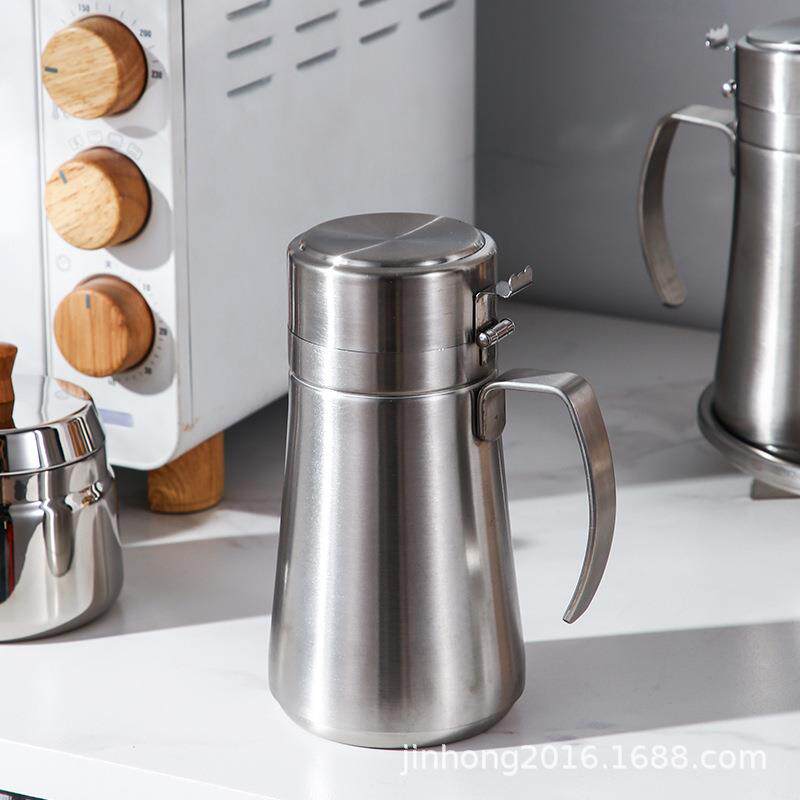 304不锈钢放假防尘油壶酱油瓶厨房不挂油调味罐旋转套装防挂油