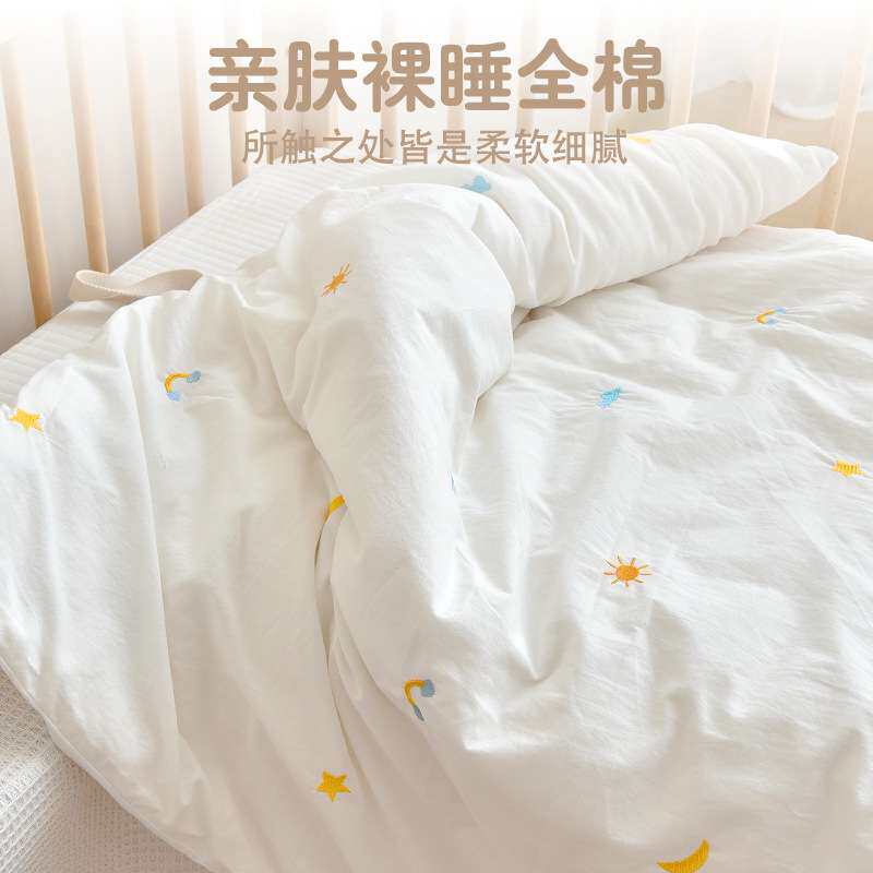 新生儿棉花被子婴儿纯棉双面水洗棉刺绣棉花被幼儿园宝宝午休被子