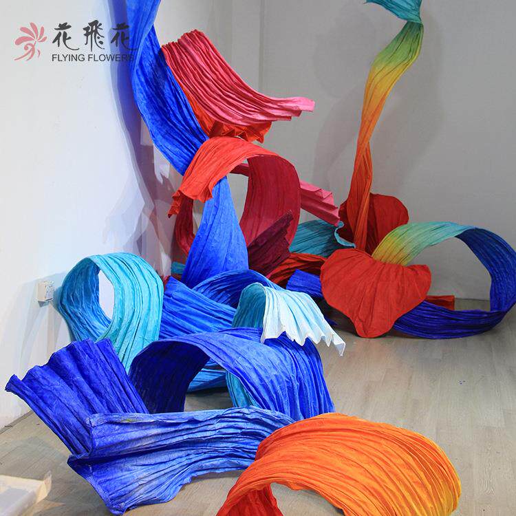 花飞花商场中庭吊顶酒店大堂装饰售楼处大型悬挂纸艺飘带艺术道具
