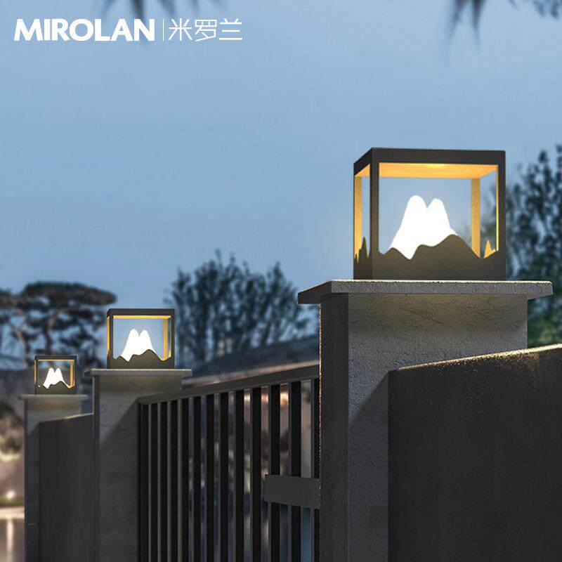 室外柱头灯太阳能景观灯庭院门柱灯山峦柱头灯现货别墅墙角景观灯