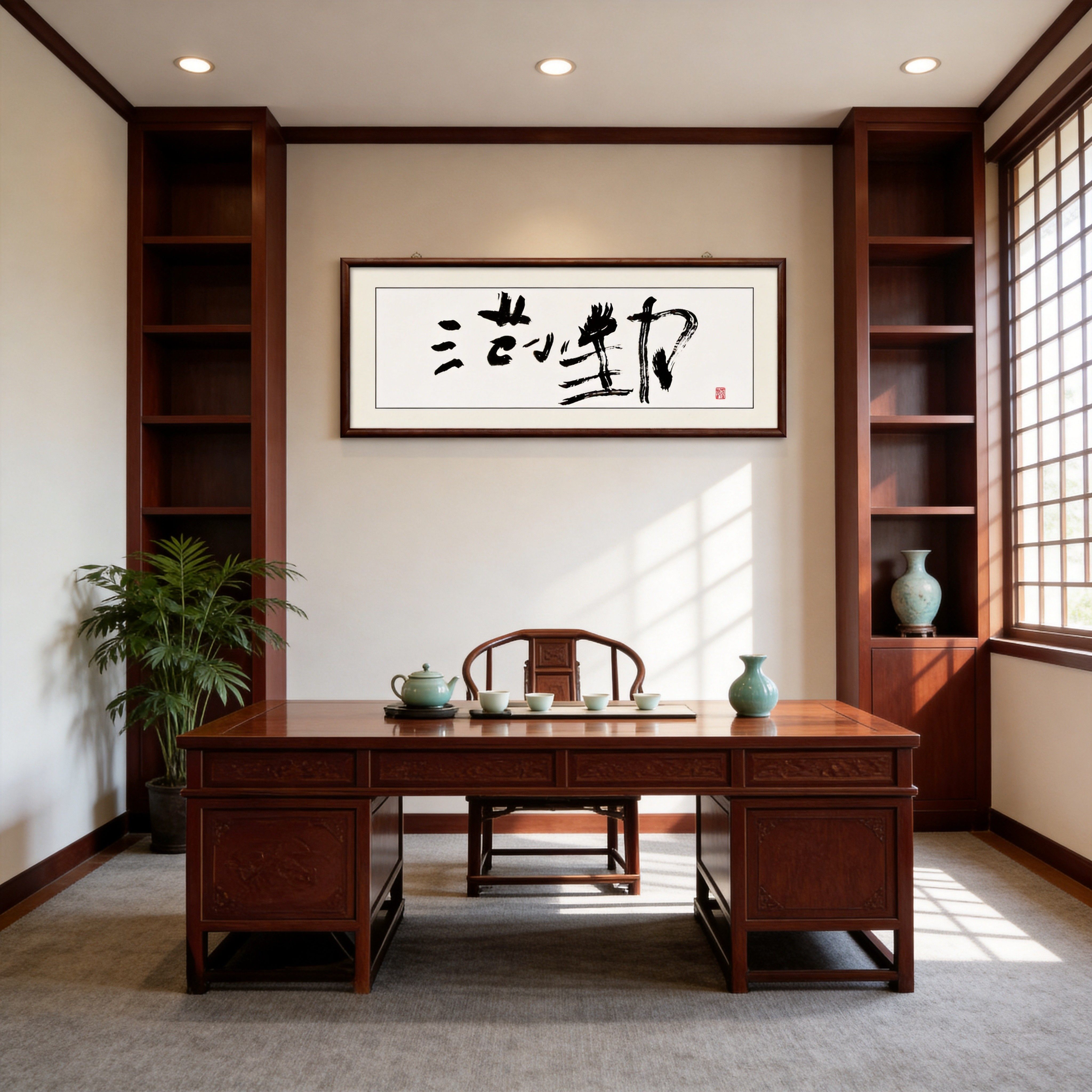 范小勤八仙书法挂画网红趣味字画客厅办公室新中式装饰画带框