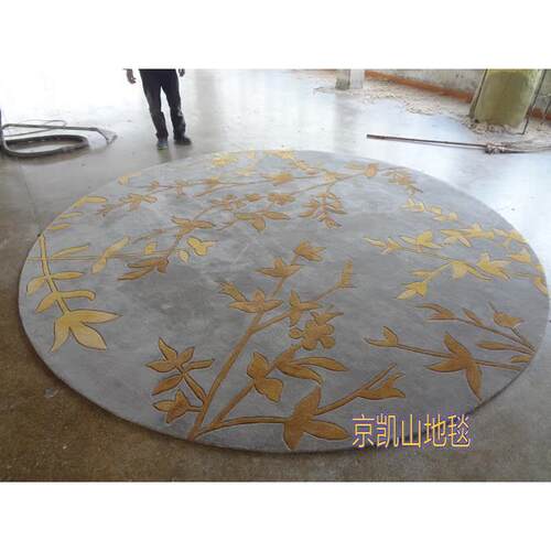 现代简约叶子抽象圆形手工羊毛客厅茶几地毯中式餐厅书桌大厅玄关