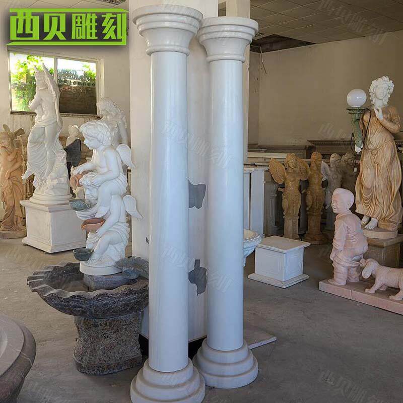 黄锈石欧式凉亭柱子摆件 厂家销售 现货供应 大型石雕罗马柱雕塑