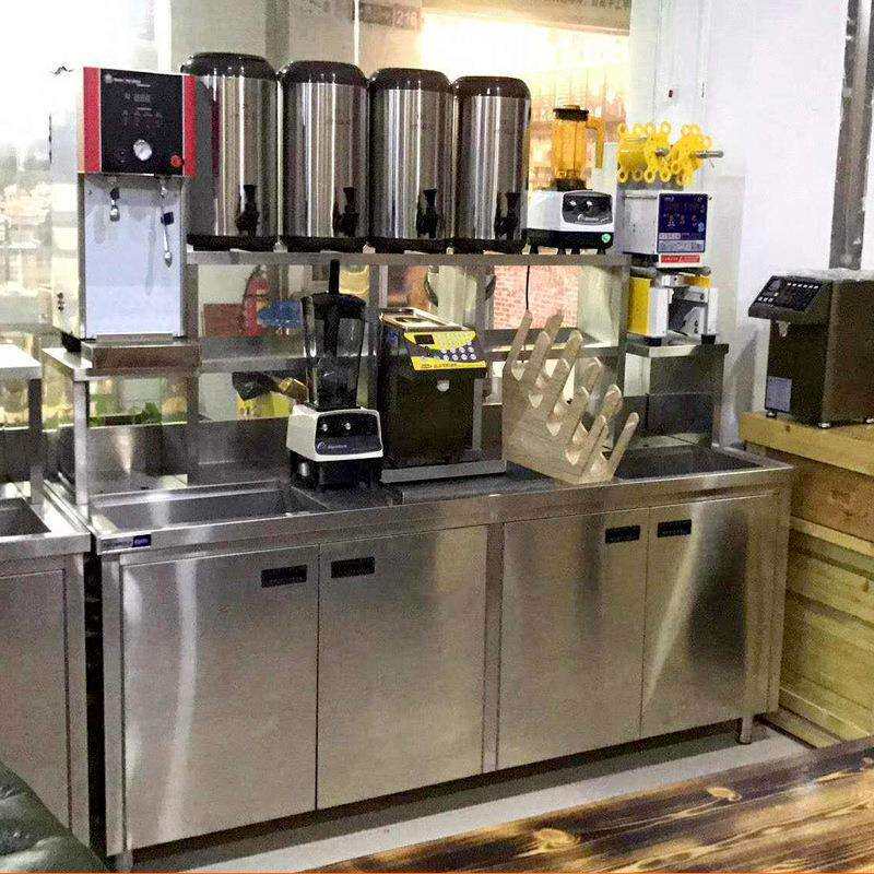 西麦得水吧台奶茶店设备不锈钢操作台奶茶台冷藏柜水吧专用卧式
