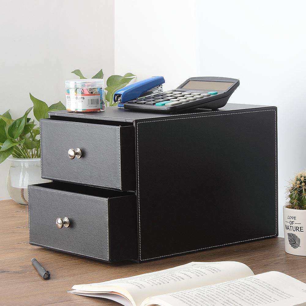 高档创意皮抽屉文件收纳柜办公桌面收纳柜整理储物柜商务资料分类