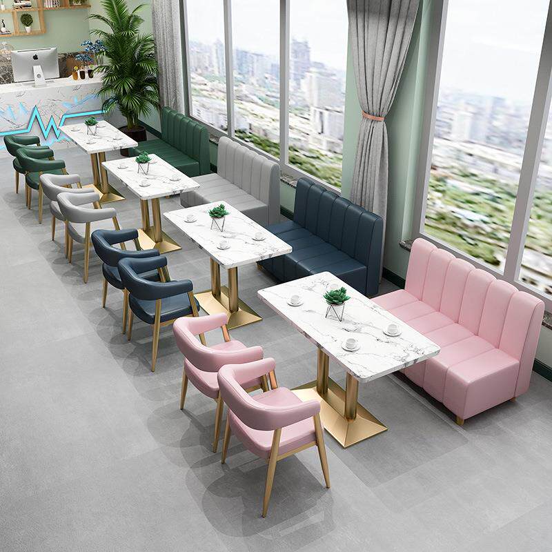 网红奶茶店桌椅茶楼卡座汉堡店咖啡甜品餐饮店餐厅火锅店沙发组合