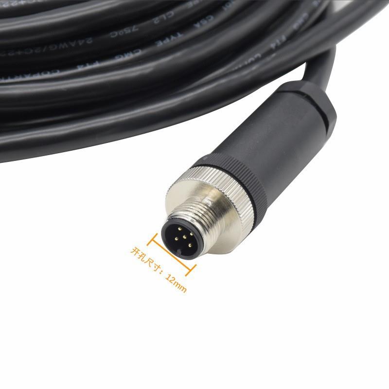 M12防水连接器5芯NMEA2000网络塑胶接头轮船屏蔽电源线航空插头