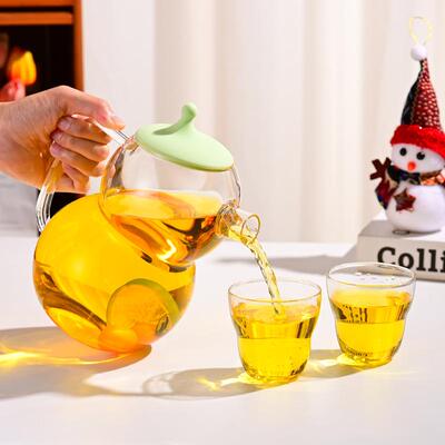 可加热雪人玻璃杯高硼硅玻璃茶壶可耐受热不易烫手一体把手茶壶杯