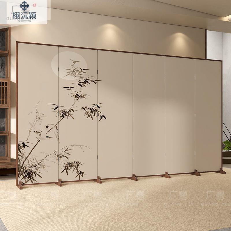茶室折叠移动遮挡装饰折屏布艺屏风隔断客厅入户玄关新中古办公室