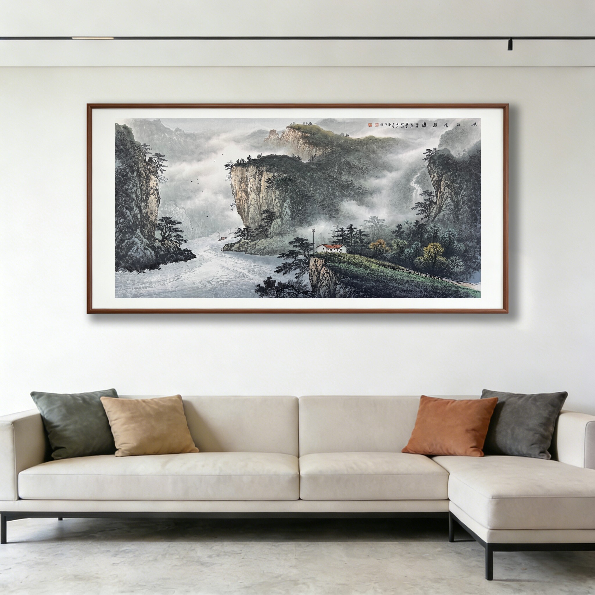 《峡江揽胜》山水画新中式客厅办公室挂画国画沙发背景墙装饰画